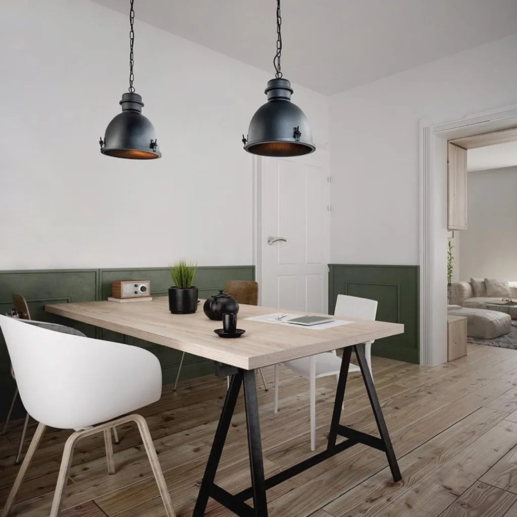 Hanglamp 2L industrieel zwart/grill>Straluma Discount