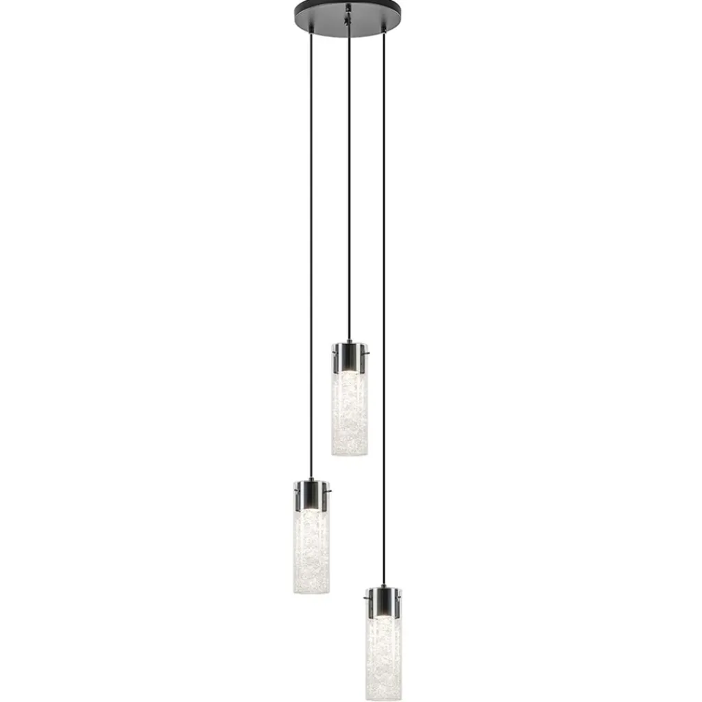 Hanglamp 3L rond zwart met cilinder glas>Straluma Clearance