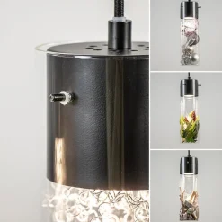 Hanglamp 3L rond zwart met cilinder glas><noscript><img width=