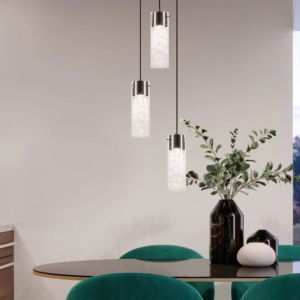 Hanglamp 3L rond zwart met cilinder glas>Straluma Clearance