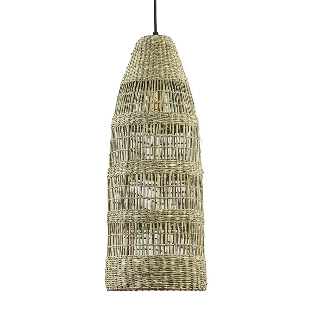 Hanglamp Latika smal zeegras naturel met zwart>Straluma Hot