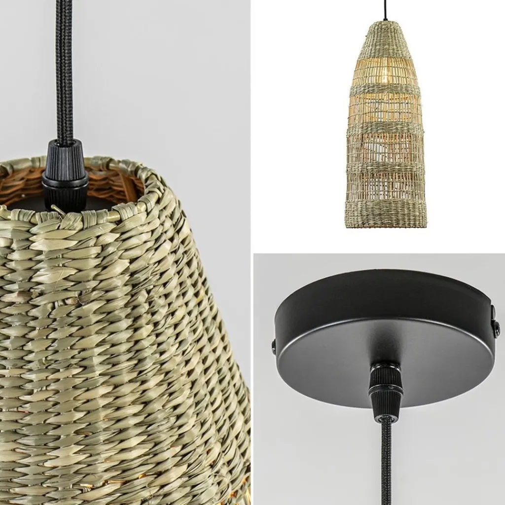 Hanglamp Latika smal zeegras naturel met zwart>Straluma Hot