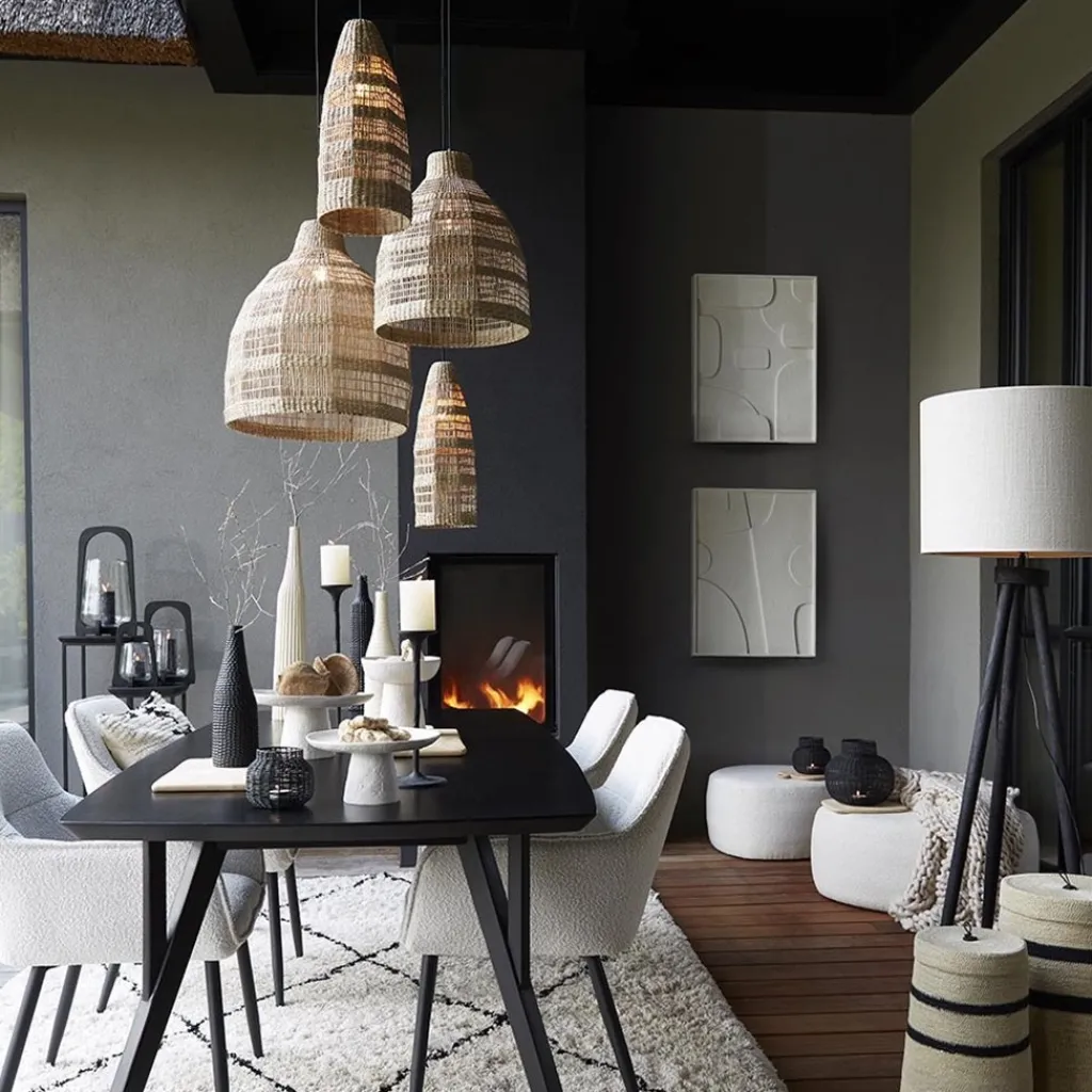 Hanglamp Latika smal zeegras naturel met zwart>Straluma Hot