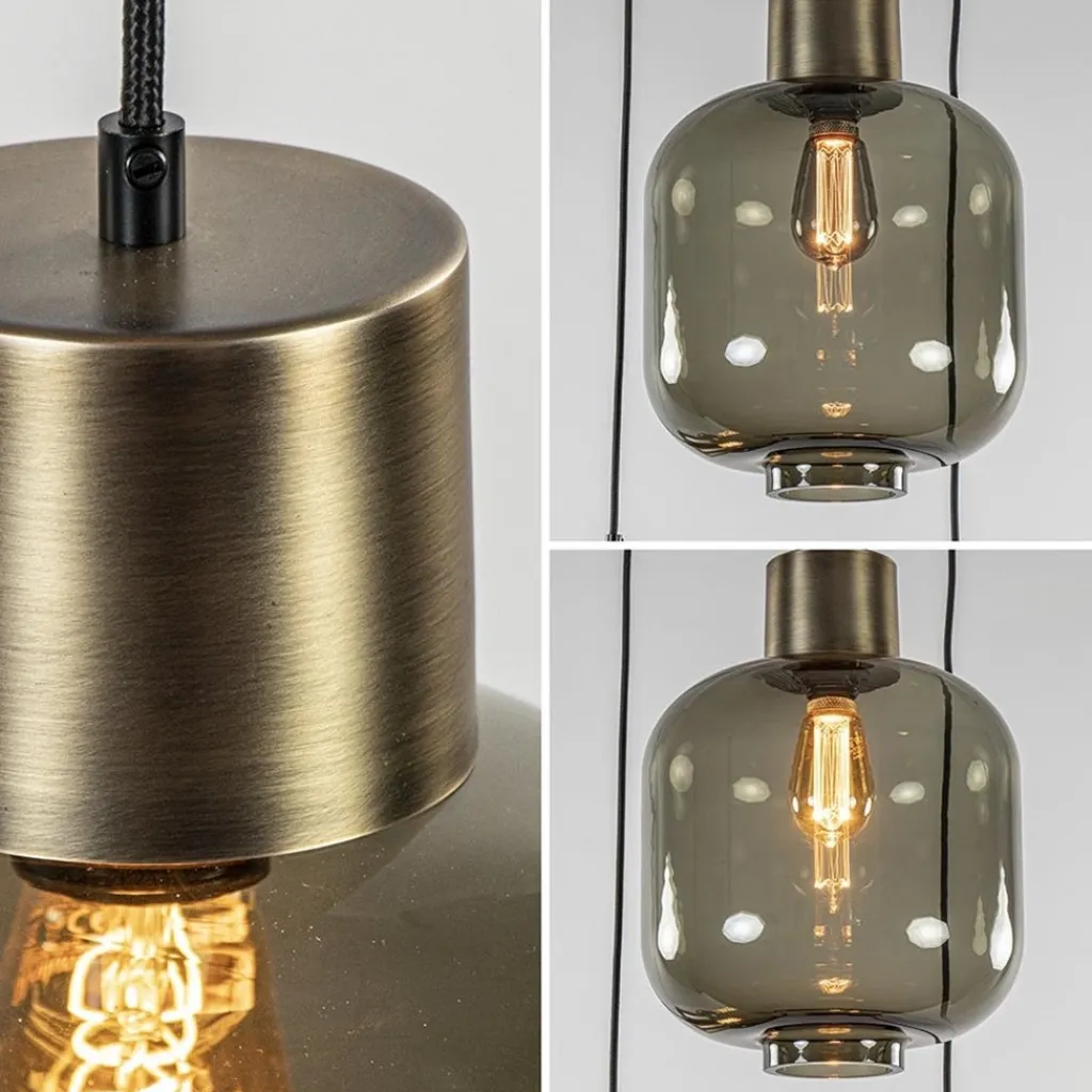 Hanglamp Lett 3L rond zw/brons smoke mix>Straluma Cheap