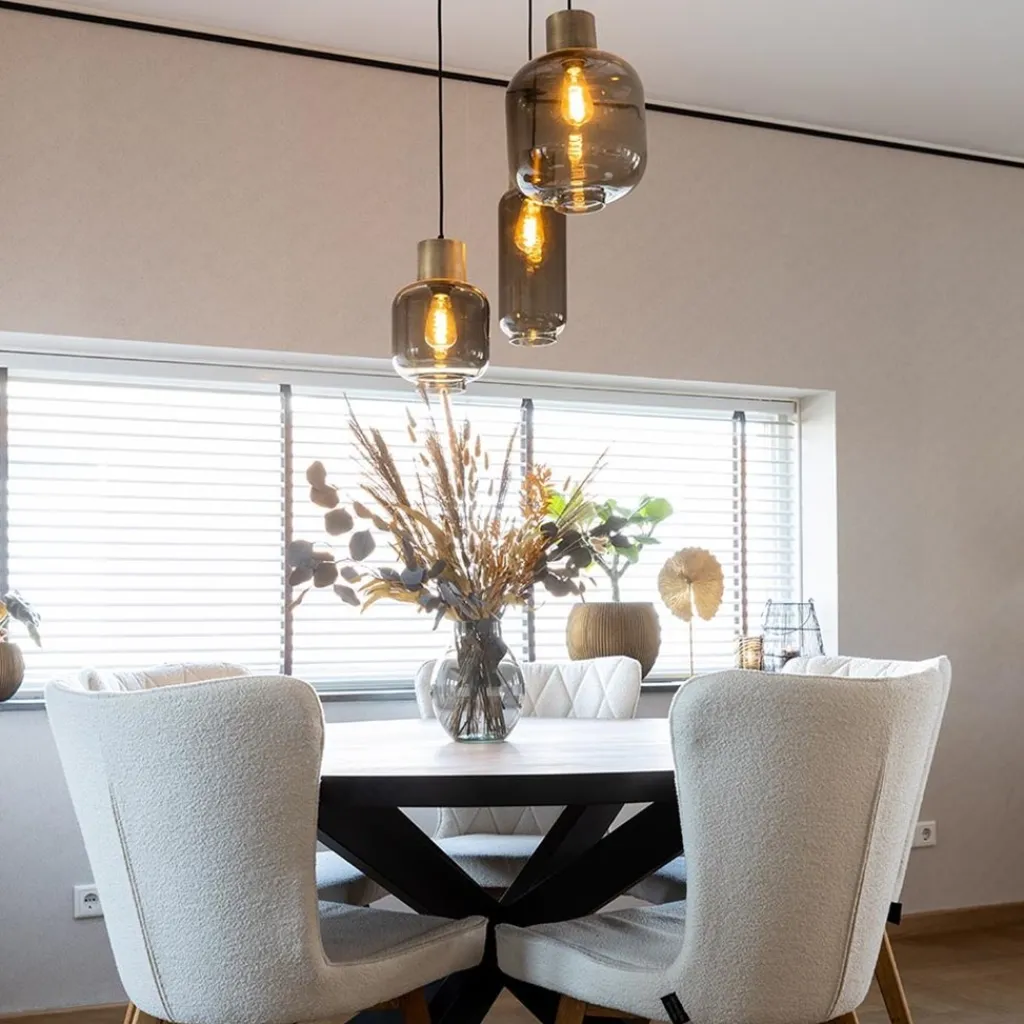 Hanglamp Lett 3L rond zw/brons smoke mix>Straluma Cheap