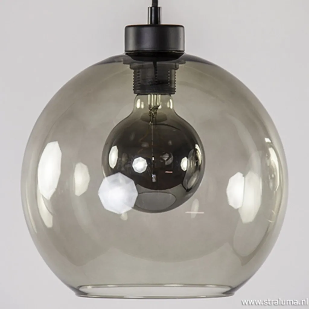 Hanglamp 4-lichts balk zwart + smoke glas 25cm>Straluma Hot