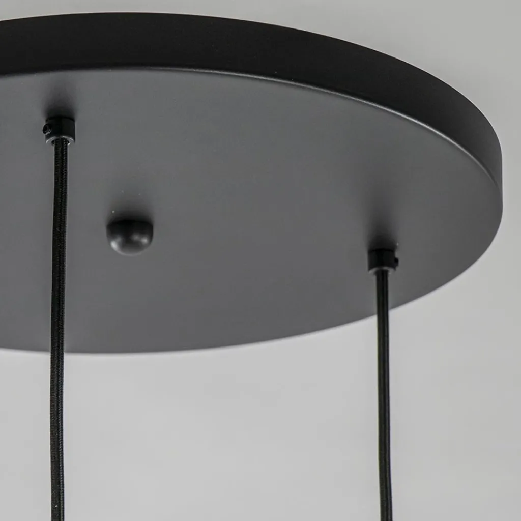 Hanglamp 3-lichts rond zwart met goud gradient glas>Straluma Outlet