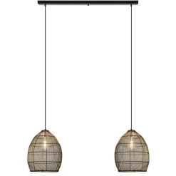 Hanglamp Meya 2-lichts zwart/goud met balk>Straluma Store
