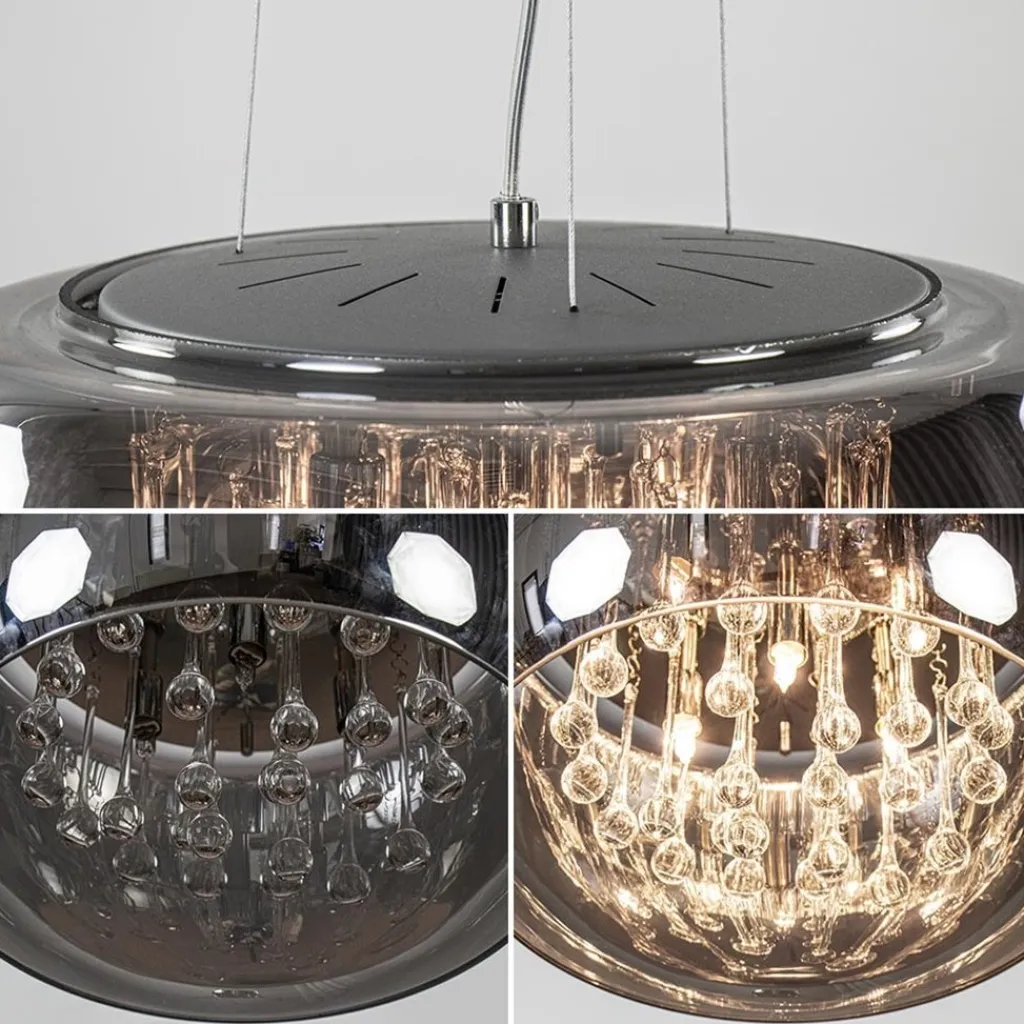 Hanglamp Pearl Raindrops smokey glas>Straluma Hot