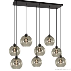 Hanglamp plaat 8-L zwart glas smoke 25cm>Straluma Cheap