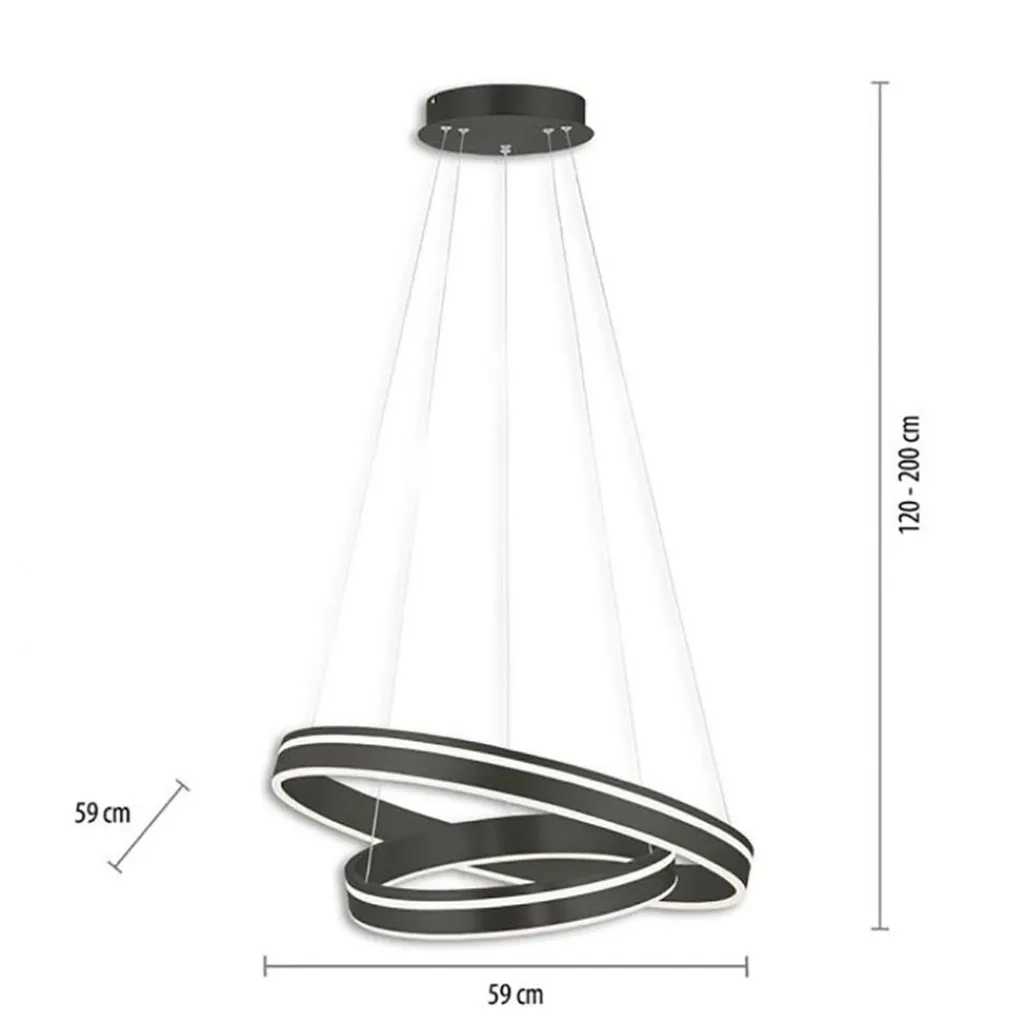 Hanglamp Q-Vito dubbel zwart + remote cct>Straluma New
