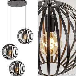 Hanglamp rond 3-lichts bollen zwart>Straluma Best