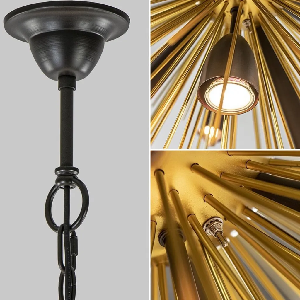Hanglamp Springfield rond zwart/goud sprieten>Straluma Flash Sale
