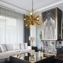 Hanglamp Springfield rond zwart/goud sprieten><noscript><img width=