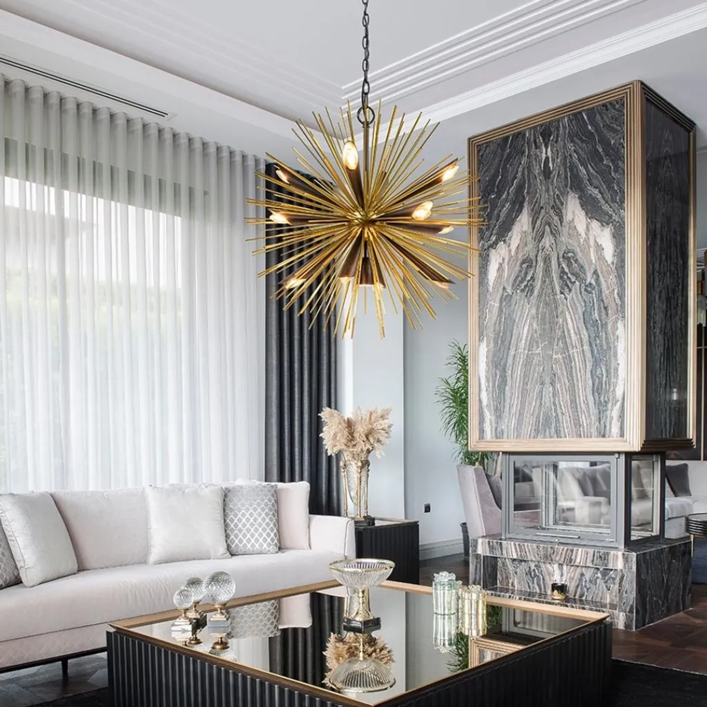 Hanglamp Springfield rond zwart/goud sprieten>Straluma Flash Sale