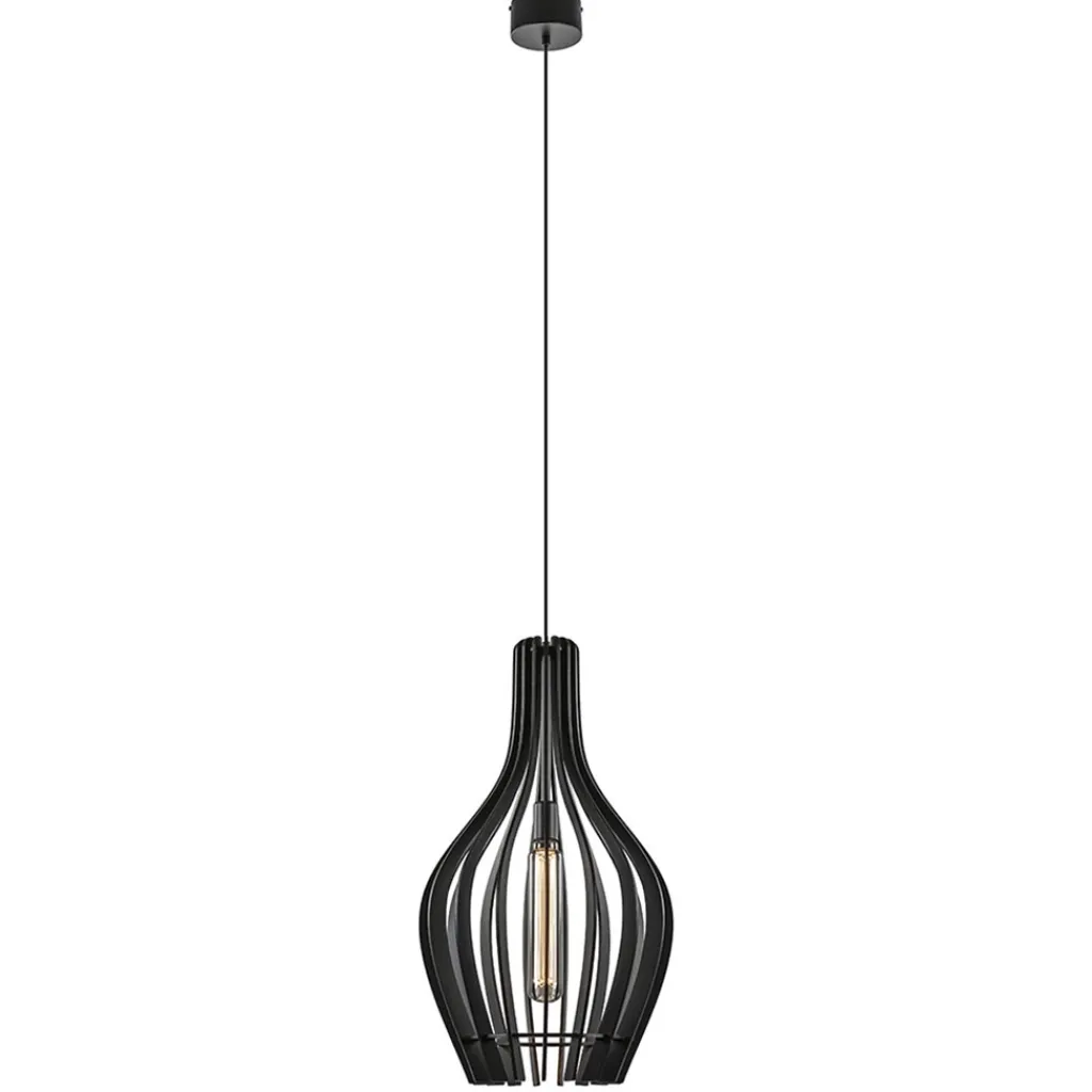 Houten hanglamp kegel groot mat zwart>Straluma Cheap