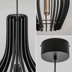 Houten hanglamp kegel groot mat zwart><noscript><img width=