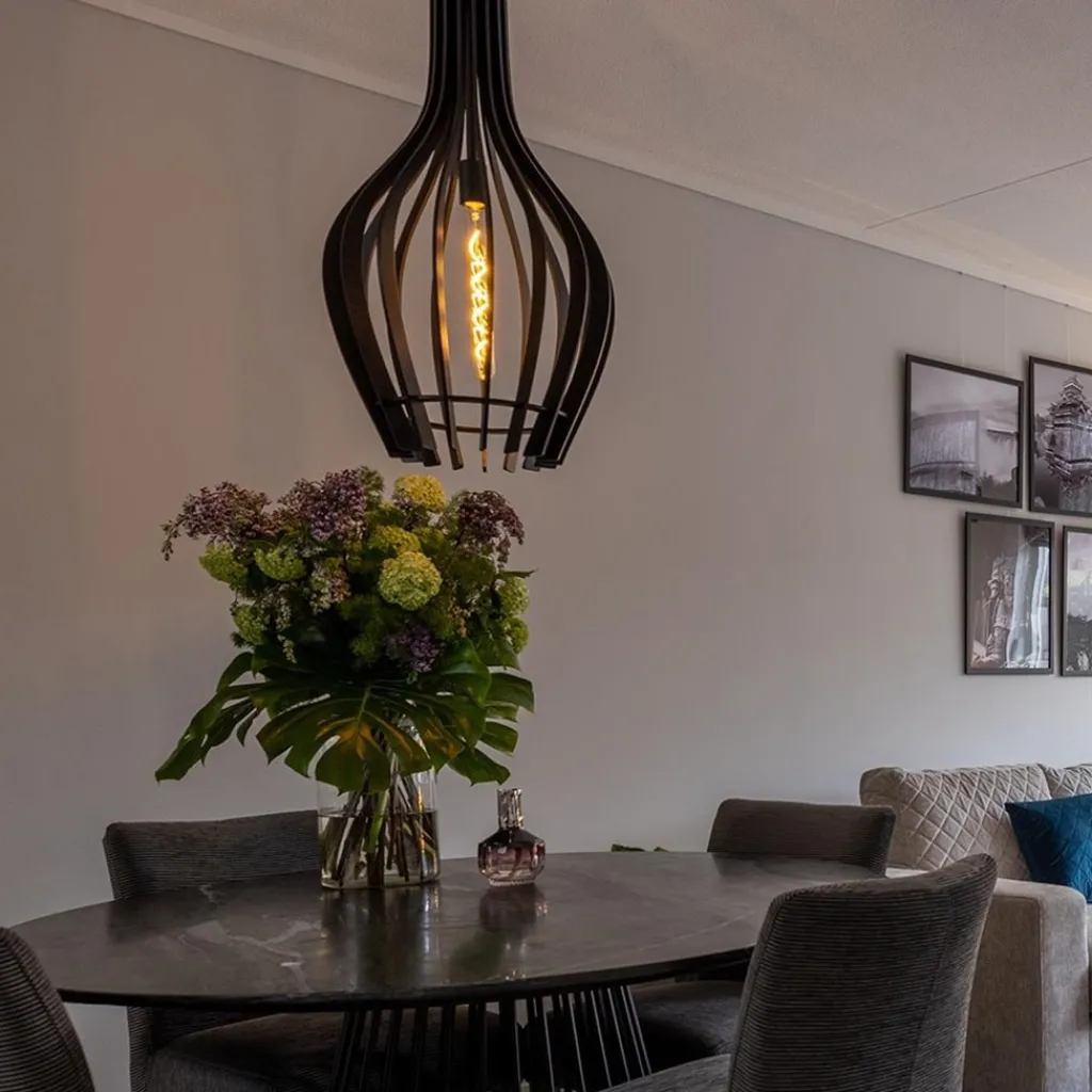 Houten hanglamp kegel groot mat zwart>Straluma Cheap