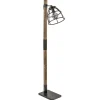 Industrieel landelijke vloerlamp Matrix hout met metalen korf>Straluma Online