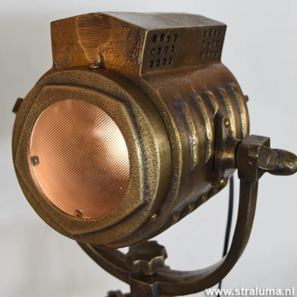 Industriele vloerlamp driepoot brons antiek>Straluma Shop