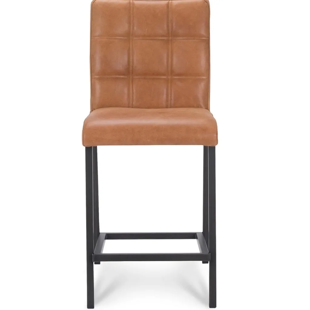 Industriële barkruk met cognac lederen zitting>Straluma Outlet