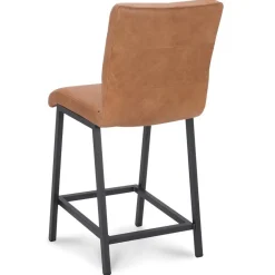 Industriële barkruk met cognac lederen zitting><noscript><img width=