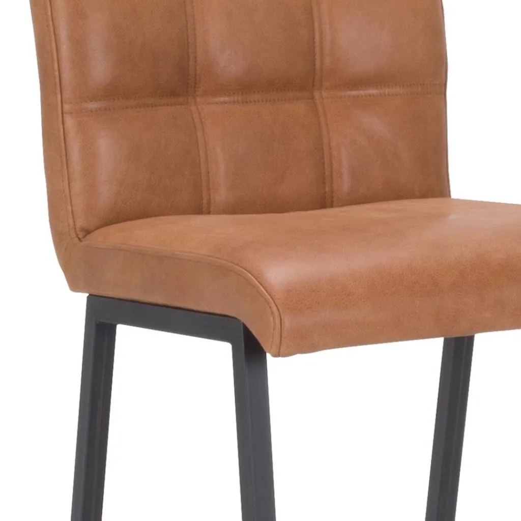 Industriële barkruk met cognac lederen zitting>Straluma Outlet