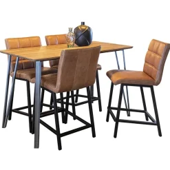Industriële barkruk met cognac lederen zitting><noscript><img width=