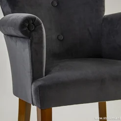 Klassieke armstoel kersenhout in stof><noscript><img width=