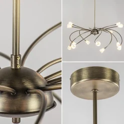 Klassieke eettafelhanglamp brons met wit glas dim to warm><noscript><img width=