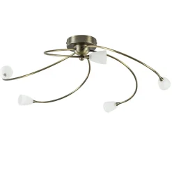 Klassieke plafondlamp brons met wit gevlamd glas>Straluma Cheap