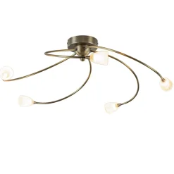 Klassieke plafondlamp brons met wit gevlamd glas>Straluma Cheap