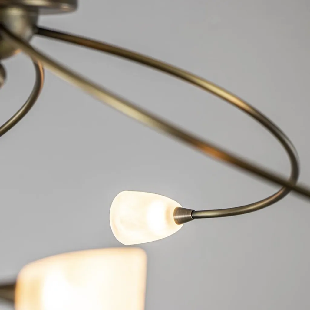 Klassieke plafondlamp brons met wit gevlamd glas>Straluma Cheap