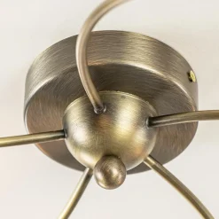Klassieke plafondlamp brons met wit gevlamd glas><noscript><img width=