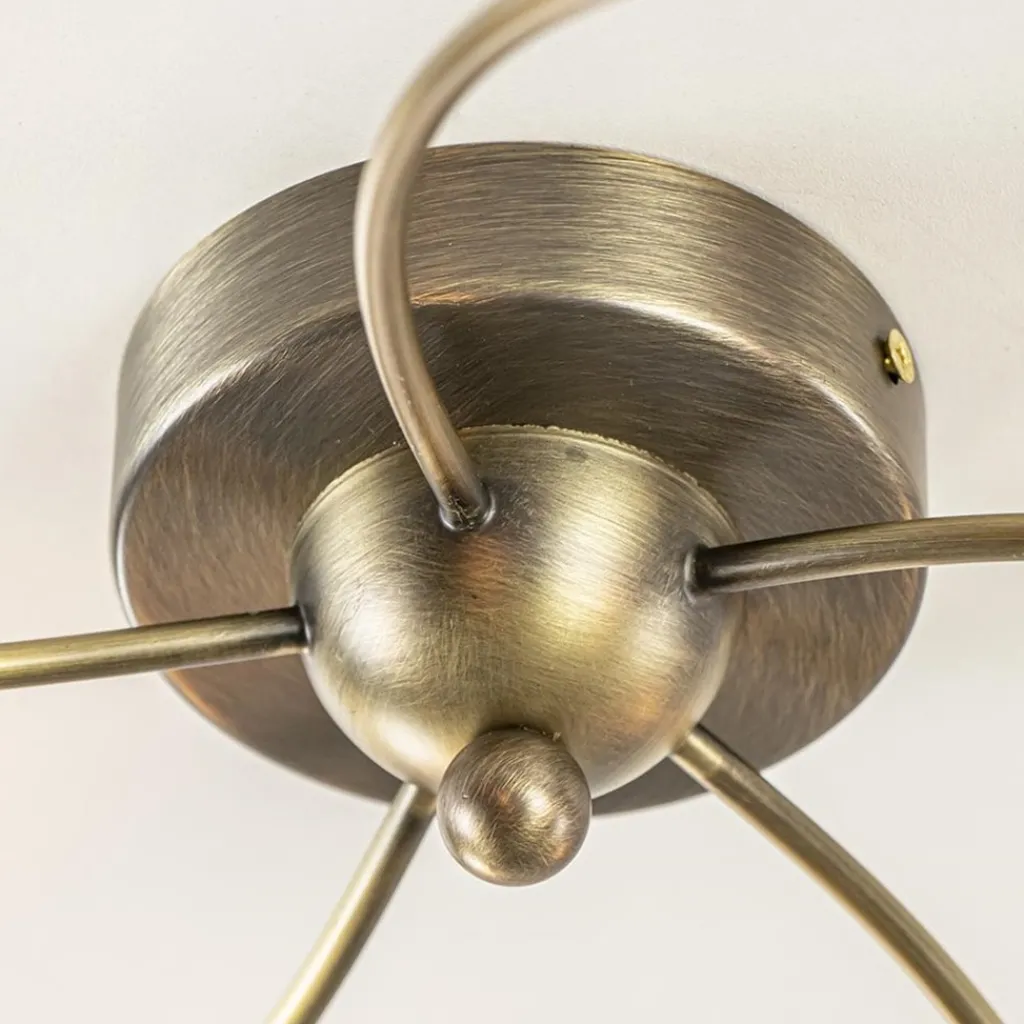 Klassieke plafondlamp brons met wit gevlamd glas>Straluma Cheap