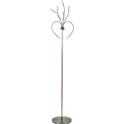 Klassieke vloerlamp brons met wit gevlamd glas en dimbaar LED>Straluma Discount