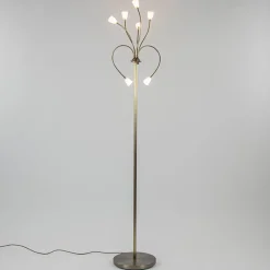 Klassieke vloerlamp brons met wit gevlamd glas en dimbaar LED>Straluma Discount