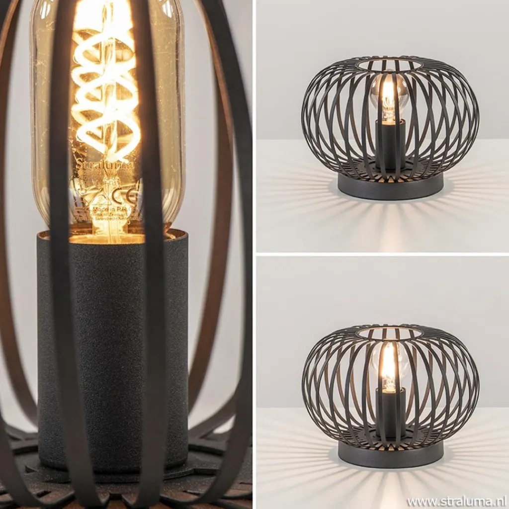 Kleine draad tafellamp modern mat zwart>Straluma Shop
