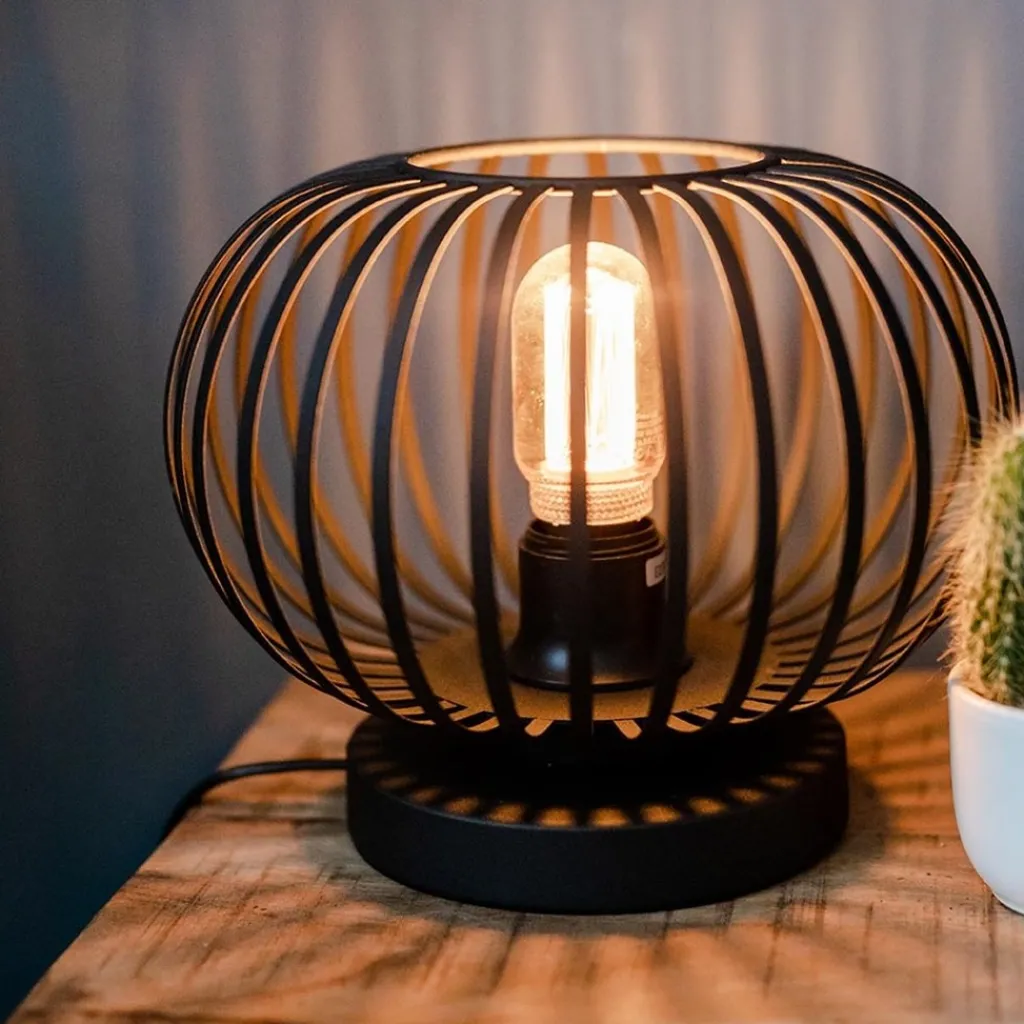 Kleine draad tafellamp modern mat zwart>Straluma Shop