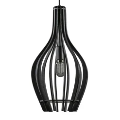 Kleine hanglamp kegel houten lamellen zwart>Straluma Outlet