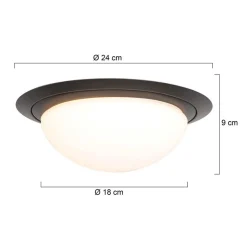 Kleine LED plafondlamp zwart met wit glas IP44><noscript><img width=