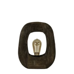 Kleine tafellamp Kelafo hout chocolade bruin>Straluma New