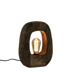 Kleine tafellamp Kelafo hout chocolade bruin>Straluma New