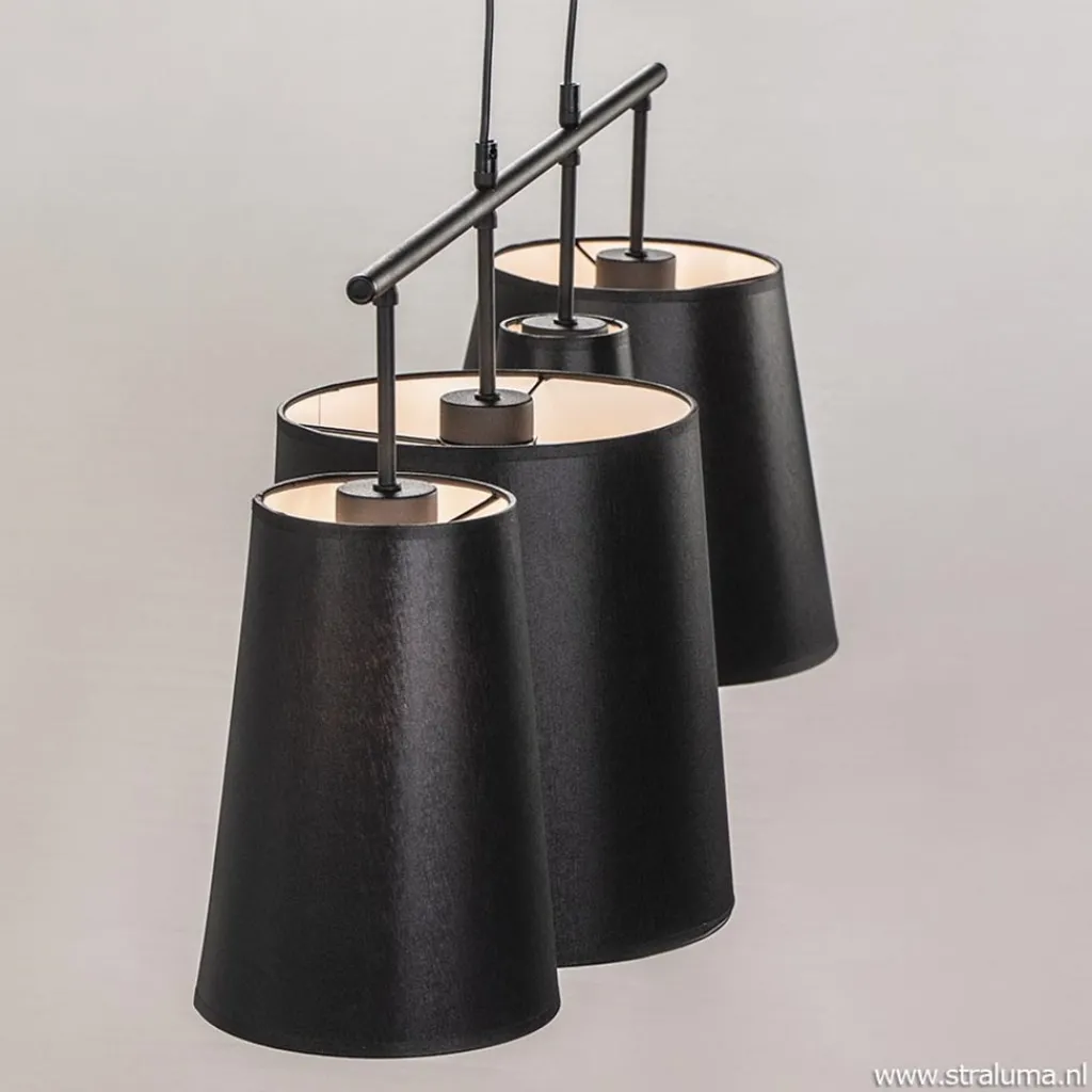 4-L Hanglamp met zwarte kappen>Straluma Discount