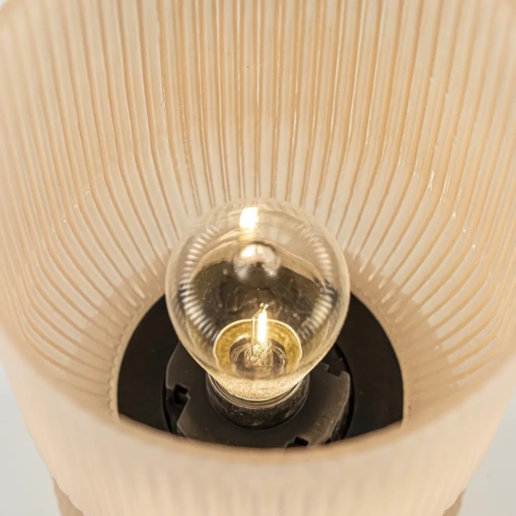 L&L grote ribglas tafellamp peach op batterijen Phoebe>Straluma New