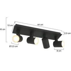 Langwerpige LED opbouwspot zwart 4-lichts><noscript><img width=