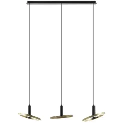 LED eettafelhanglamp 3-lichts balk zwart/goud dimbaar>Straluma Outlet