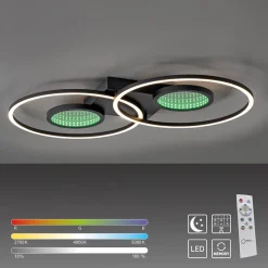LED plafondlamp zwart ringen met RGB en memory>Straluma Online