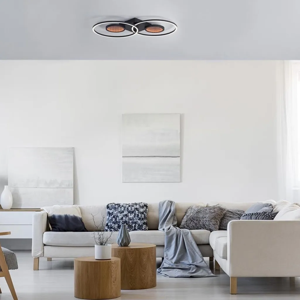 LED plafondlamp zwart ringen met RGB en memory>Straluma Online