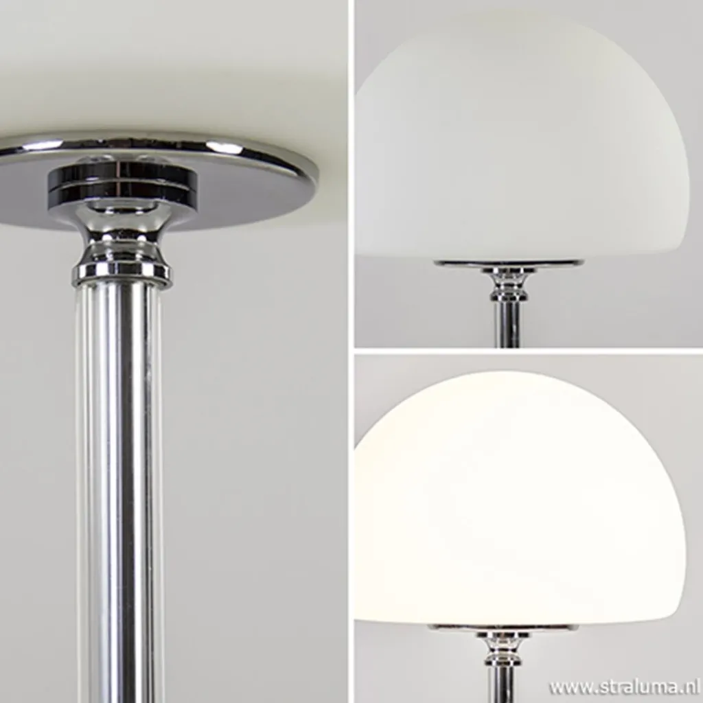 LED tafellamp chroom/opaal glas dimbaar>Straluma Outlet